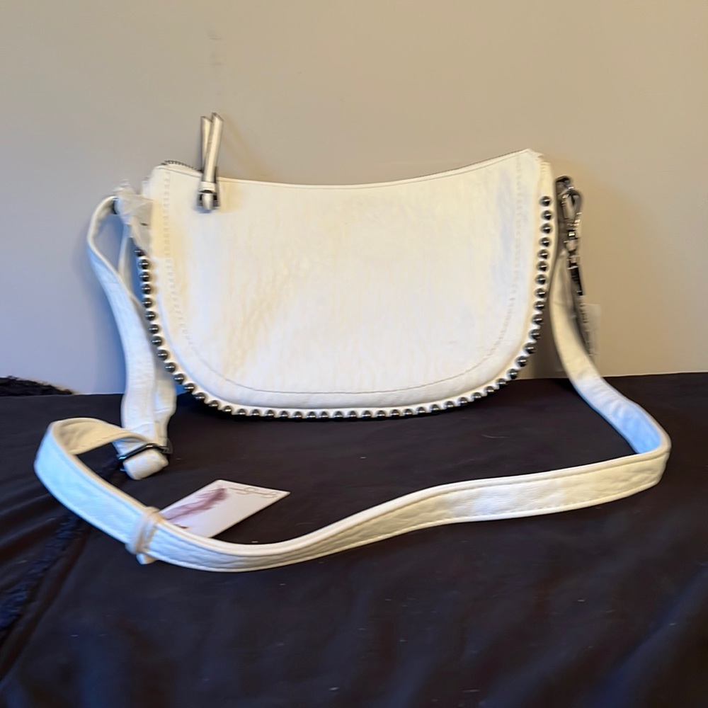 White, pewter studded purse, Jessica Simpson